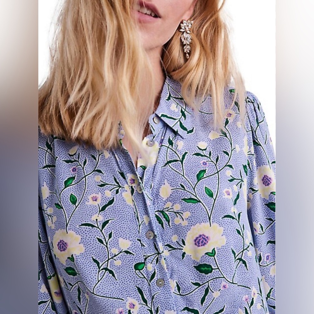 EUC Y.A.S. Janey Puff sleeve floral blouse
